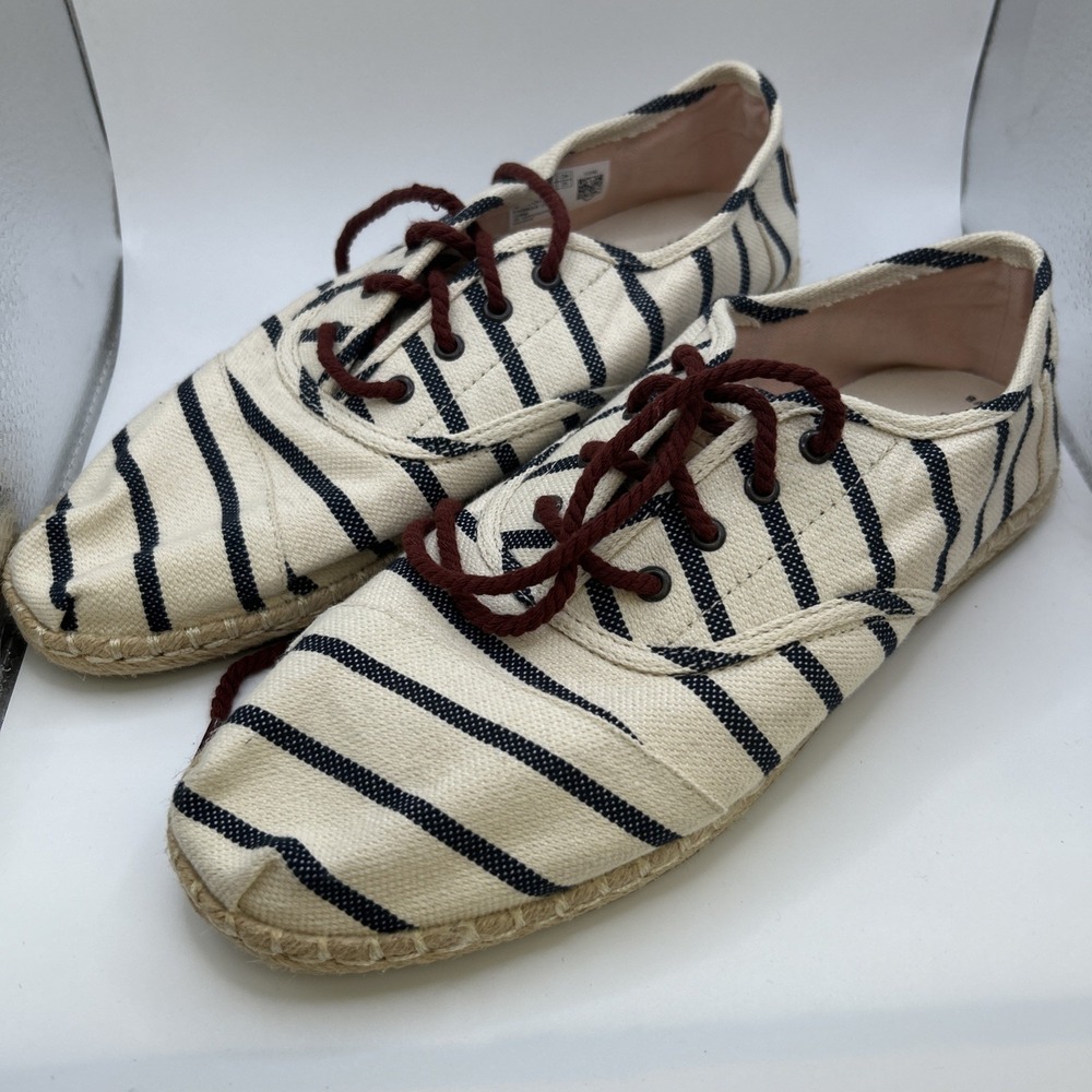 Toms Cordones Stripe Lace Up Rope Espadrilles Shoes Size 8.5